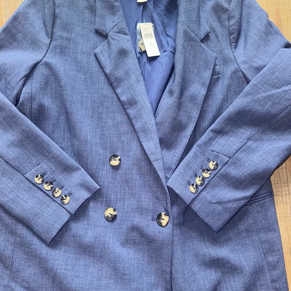 Anthropologie Maeve Blue Blazer Chambray 14 NWT - Picture 2 of 10